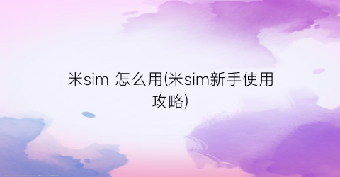 米sim怎么用(米sim新手使用攻略)